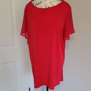 Classic Red Women's Short-Sleeve Tunic Top